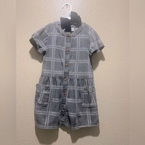 Little Girls Grey Denim Dress and Bow